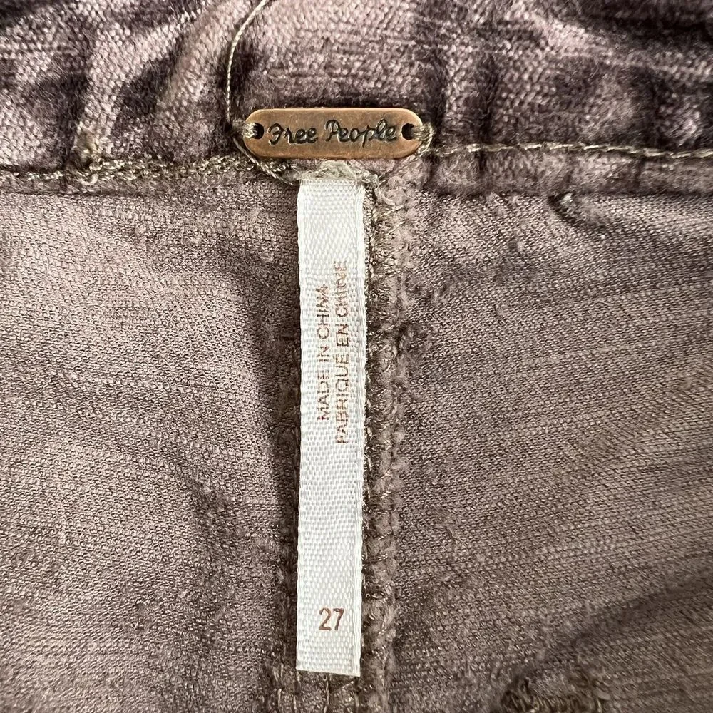 Free People Womens 27 Purple Velour Mid‎ Rise Cropped Bootcut Pants